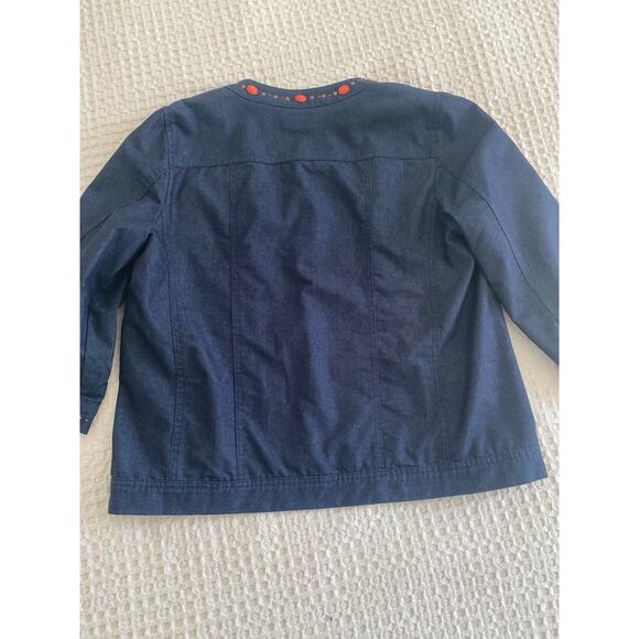 Alfred Dunner Womens Lightweight Dark Denim 3/4 Sleeve Beaded Open Jacket Sz 10P - Picture 7 of 11